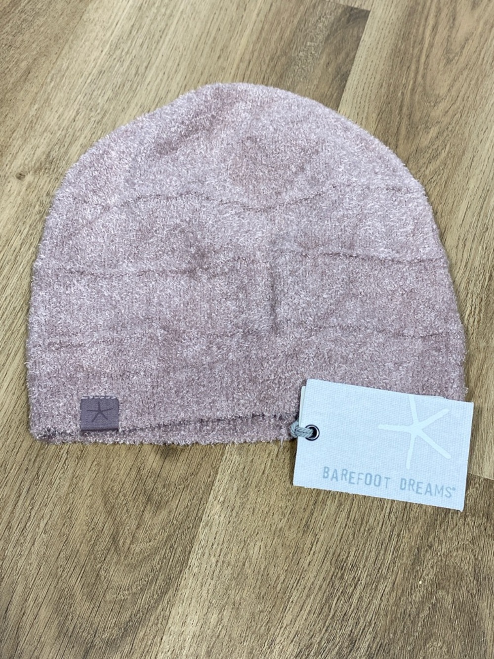 Barefoot Dreams Cozychic Lite Pinched Stripe Beanie in Deep Taupe OS